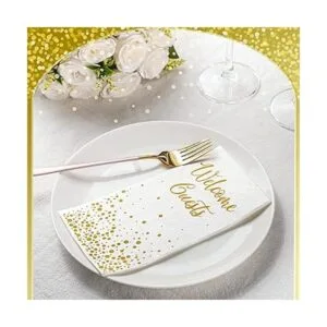 200 servilletas doradas de bienvenida para invitados_7