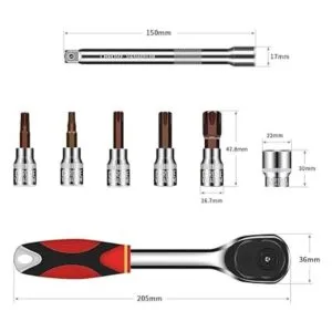 BORDAN Kit de llaves de enchufe juegos de herramientas_6