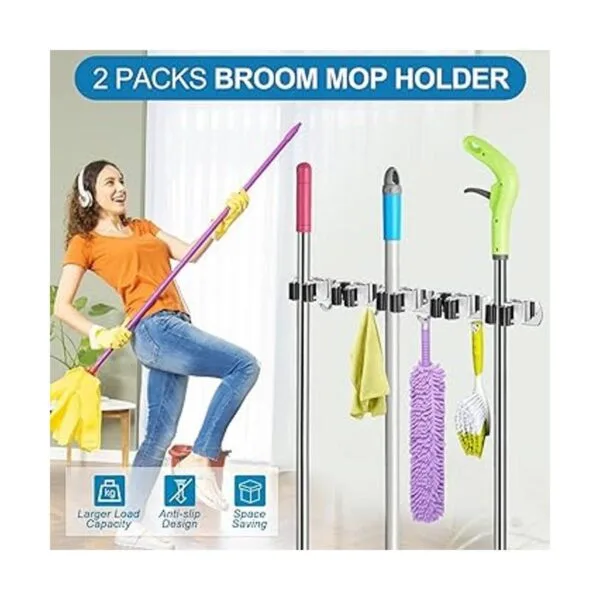 Paquete de 2 soportes IMILLET para escoba y trapeador para_7