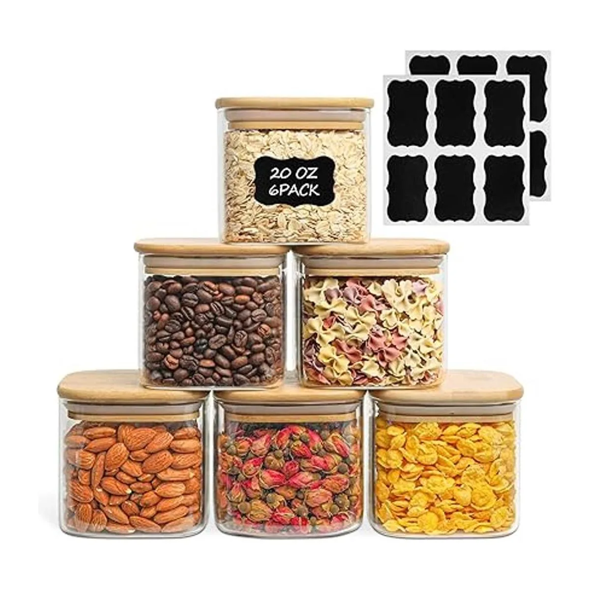 ComSaf Juego de 6 tarros de almacenamiento de alimentos de_1