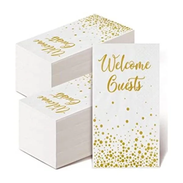 200 servilletas doradas de bienvenida para invitados_1