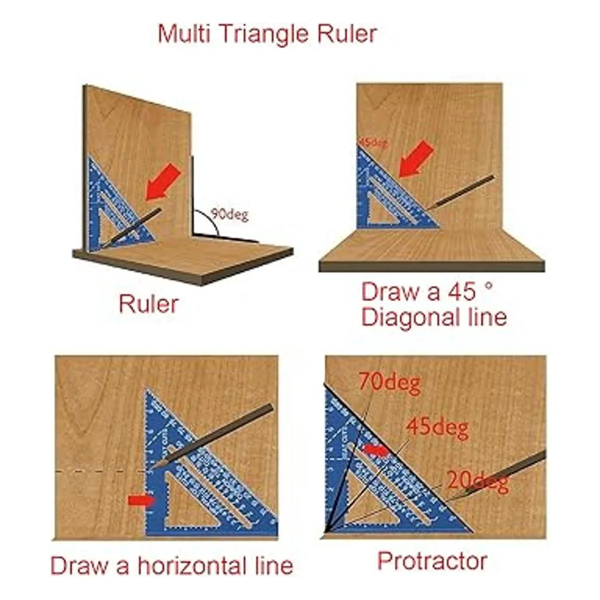 ASNOMY Regla triangular de 7 y 12 pulgadas regla_6