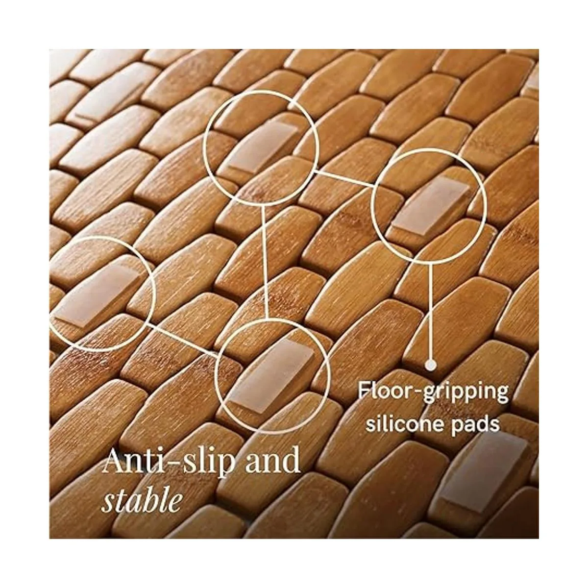 GOBAM Tapete de baño de bambú enrollable para baño tapete_5