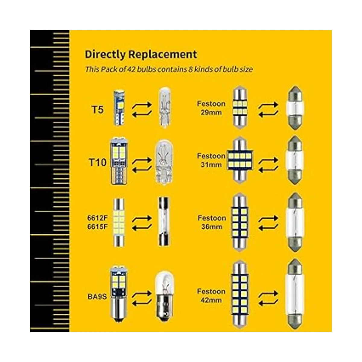 EBAIFUN Paquete de 42 bombillas LED blancas de 12 V DE3175_2
