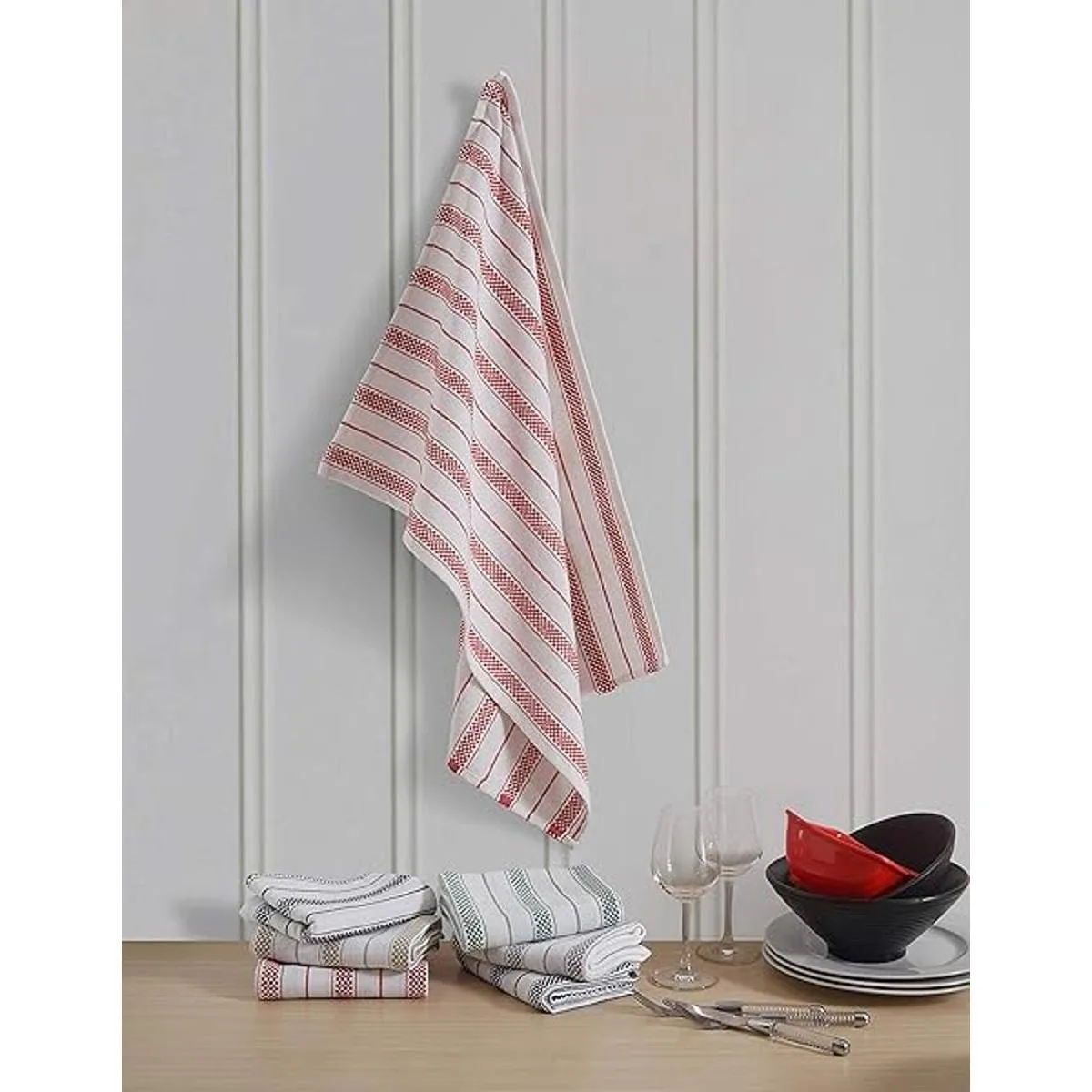 Casa De Lan Juego de 6 toallas de cocina con rayas de_5