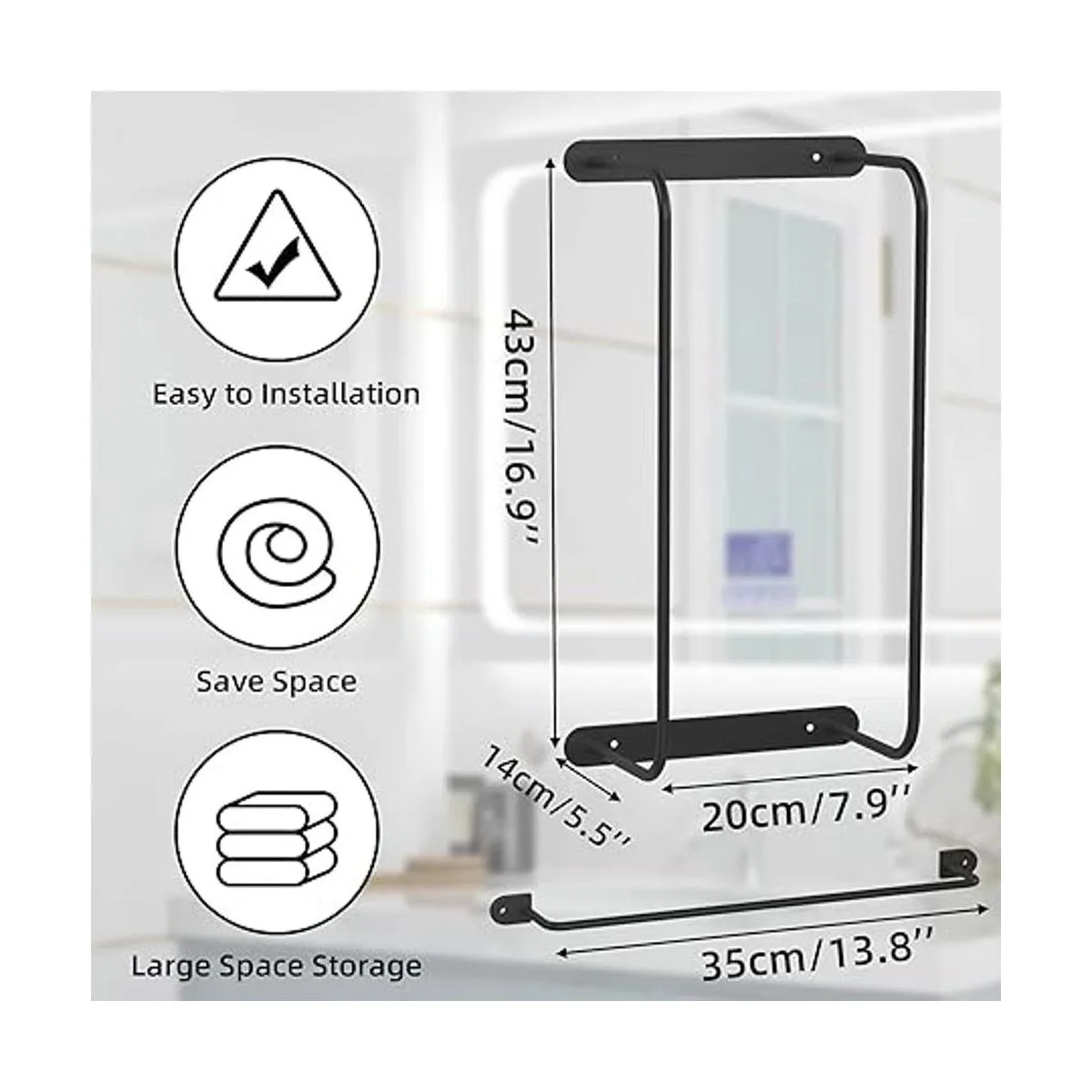 Juego de 21 toallero con toallero de mano toallero para_4