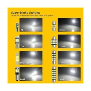 EBAIFUN Paquete de 42 bombillas LED blancas de 12 V DE3175_4