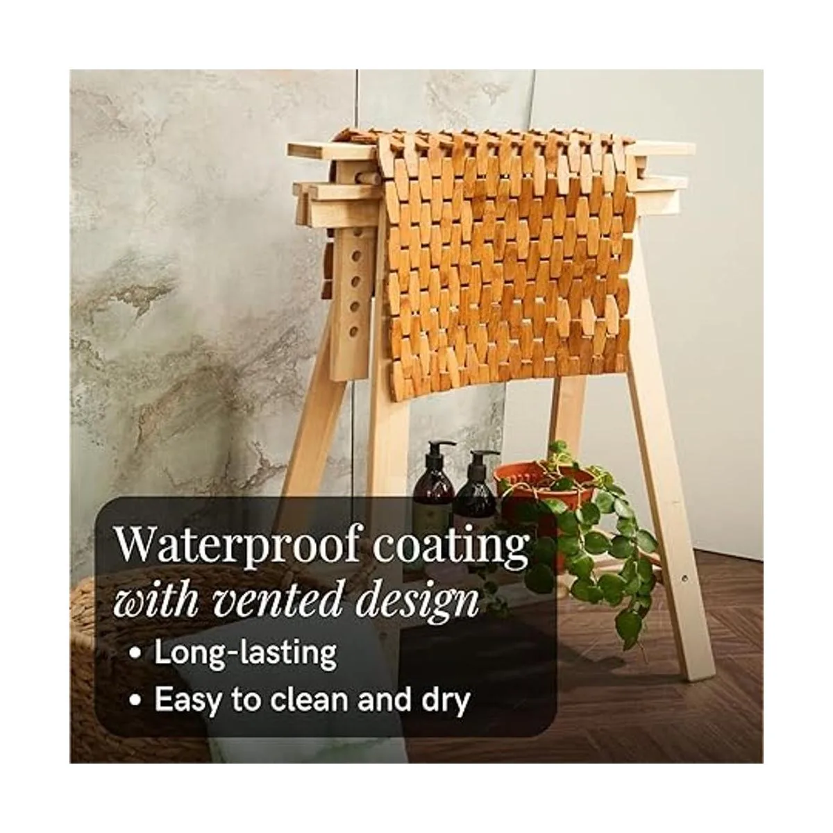 GOBAM Tapete de baño de bambú enrollable para baño tapete_4