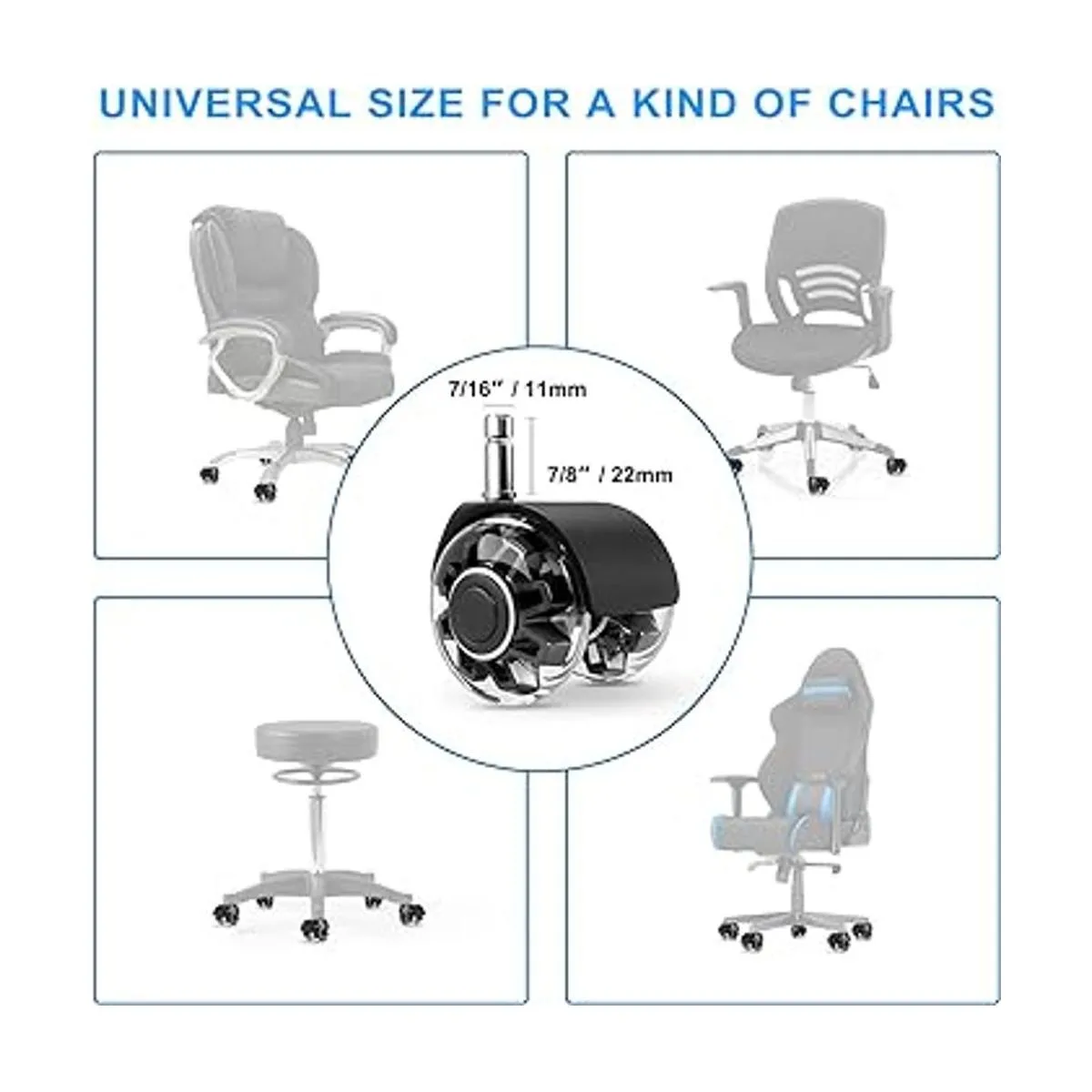 Office Chair Caster Wheels Set of 5HeavyDuty Chair_2