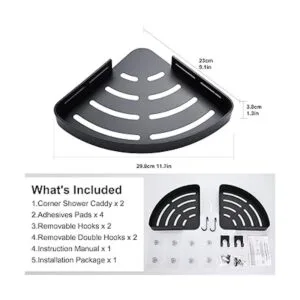 DUFU Organizador de ducha de esquina adhesivo con ganchos_5