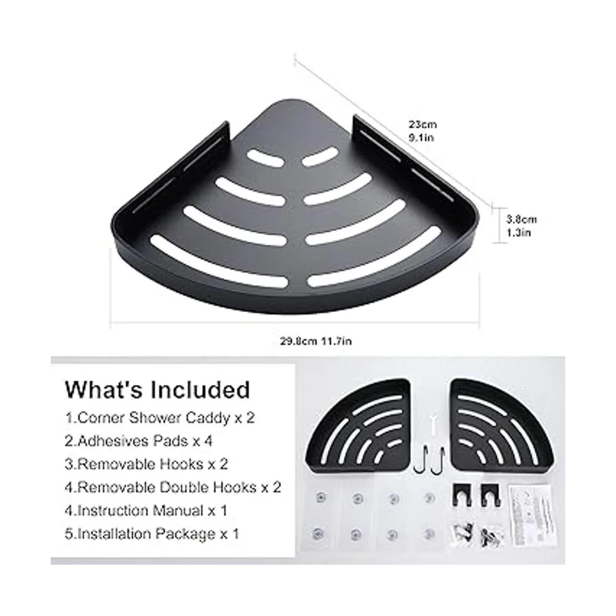 DUFU Organizador de ducha de esquina adhesivo con ganchos_5