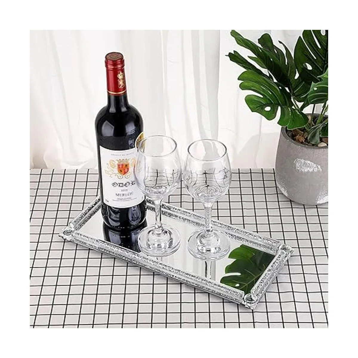 JUXYES Bandeja de maquillaje cosmético con diamantes_7