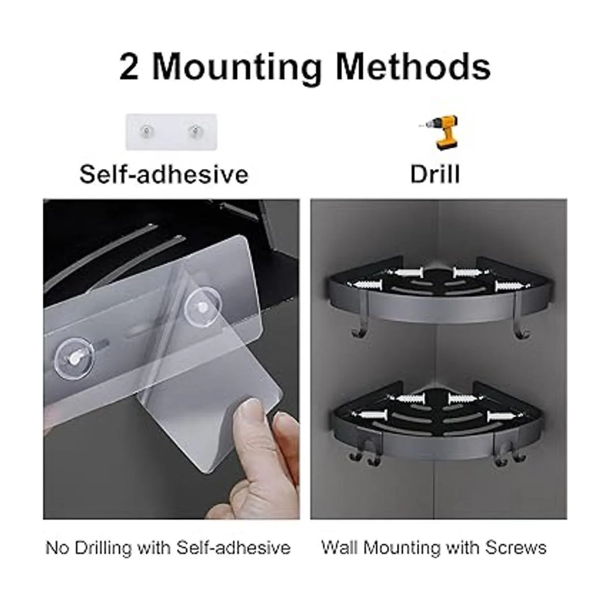 DUFU Organizador de ducha de esquina adhesivo con ganchos_3