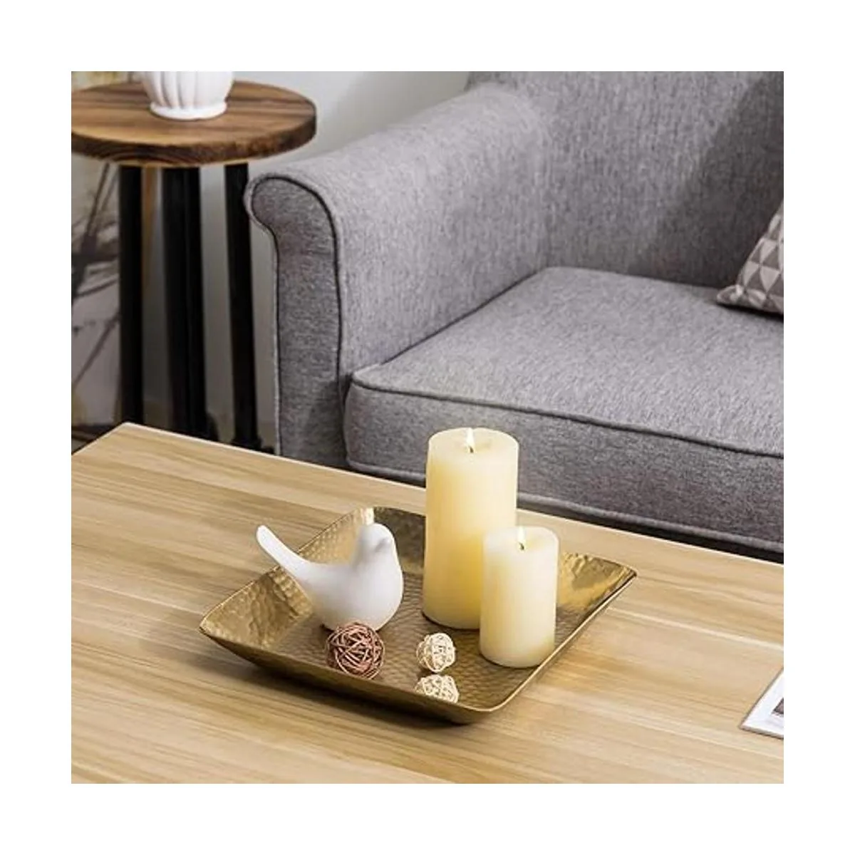 MyGift Bandeja cuadrada de latón envejecido con_3