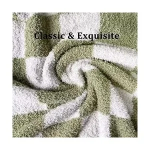 GY Manta a cuadros verde salvia manta decorativa a_6