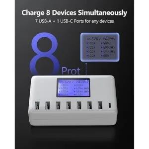 Ziwodiv Estación de carga USB 8 puertos 60 W12 A_2
