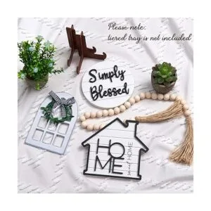 Houmury Set of 8 Farmhouse Tiered Tray Decor with 1_6