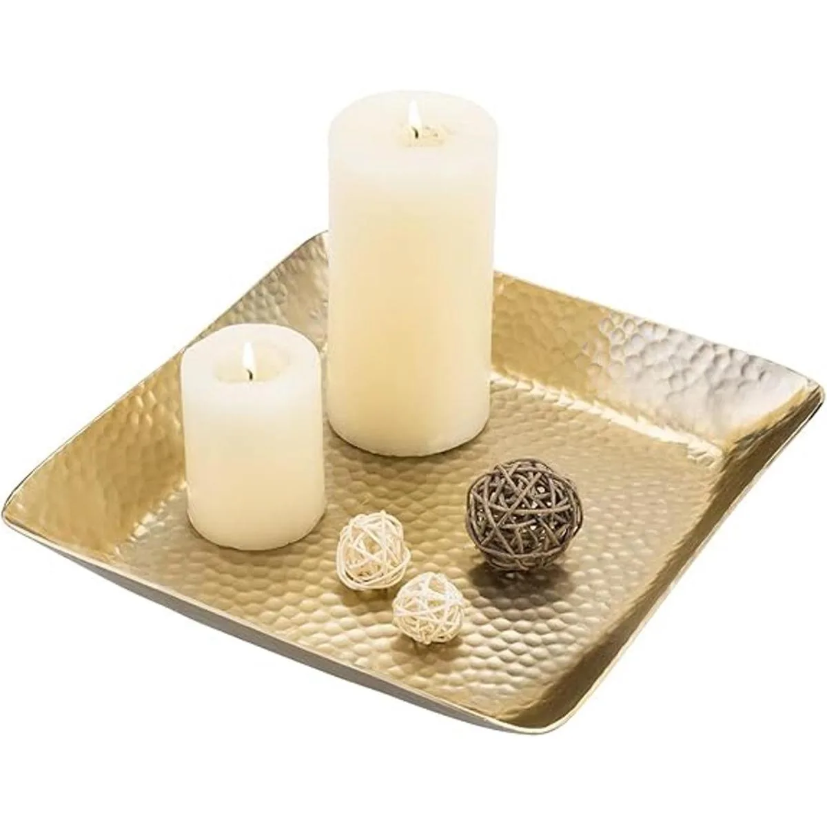 MyGift Bandeja cuadrada de latón envejecido con_1