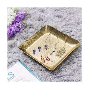 MyGift Bandeja cuadrada de latón envejecido con_2