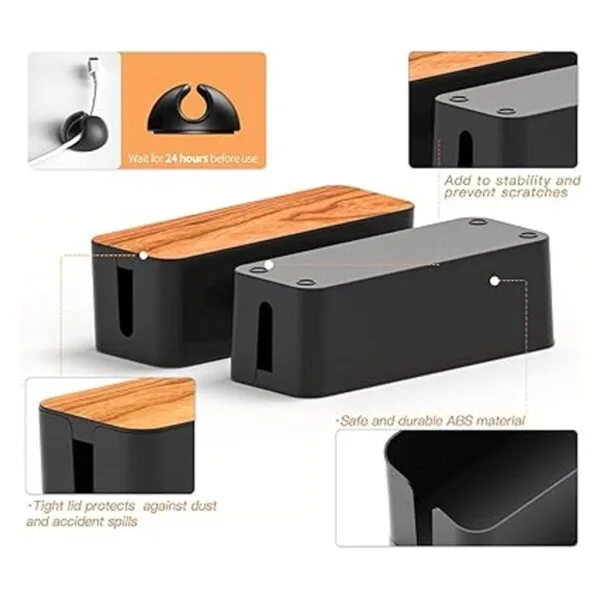 Caja de gestión de cables paquete de 3 con 16 clips de_4
