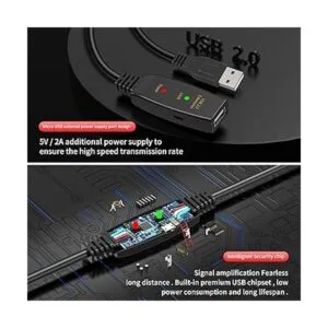 LDKCOK Cable de extensión USB activo de 50 pies 2.0 macho_3