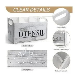 Soporte para utensilios de cocina blanco rústico grande_4