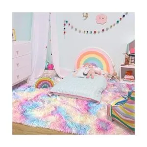 Ompaa Alfombra suave y esponjosa de arcoíris para niños_6