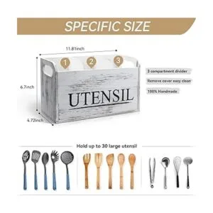 Soporte para utensilios de cocina blanco rústico grande_3