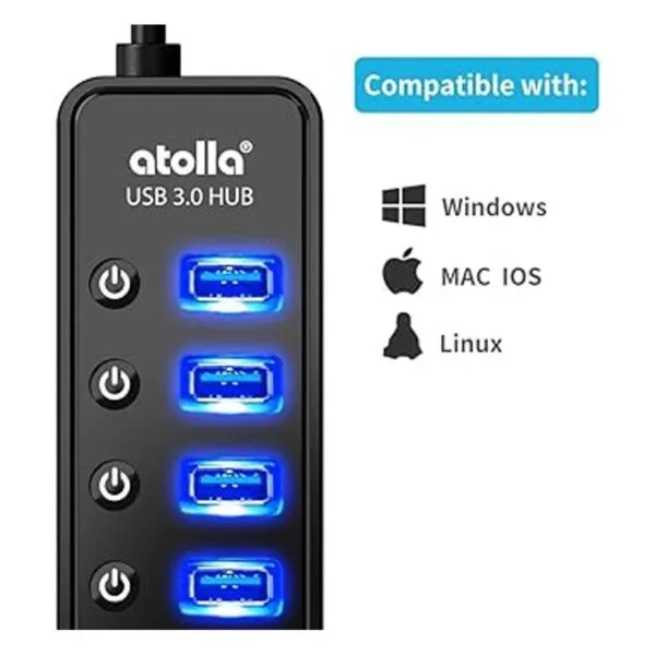 Hub USB 3.0 alimentado divisor de concentrador de datos_4