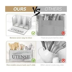 Soporte para utensilios de cocina blanco rústico grande_5