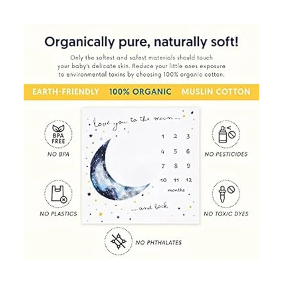 Manta mensual de bebé orgánico para niño o niña manta de_3