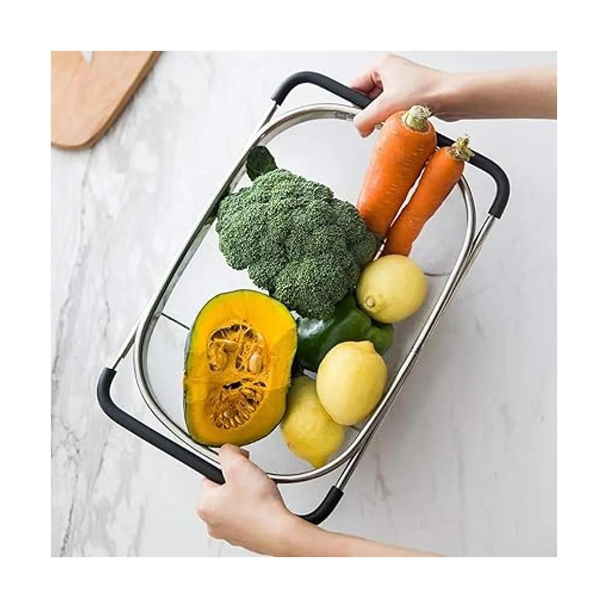 Suwimut Paquete de 2 coladores ovalados sobre el fregadero_5