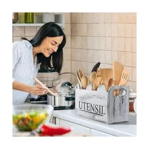 Soporte para utensilios de cocina blanco rústico grande_7