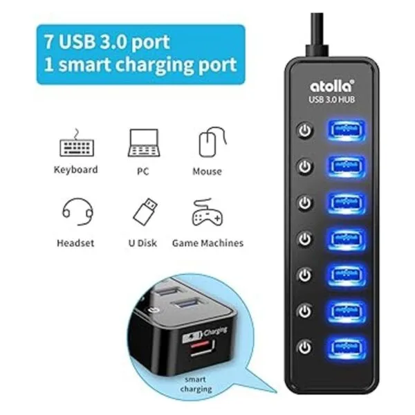 Hub USB 3.0 alimentado divisor de concentrador de datos_2