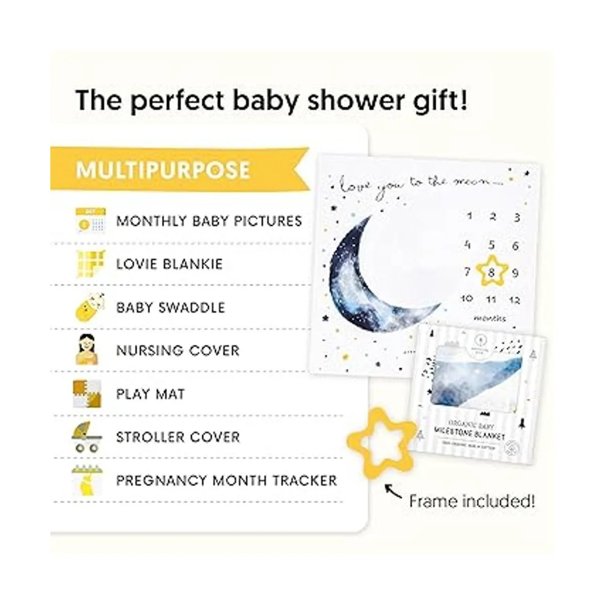 Manta mensual de bebé orgánico para niño o niña manta de_5