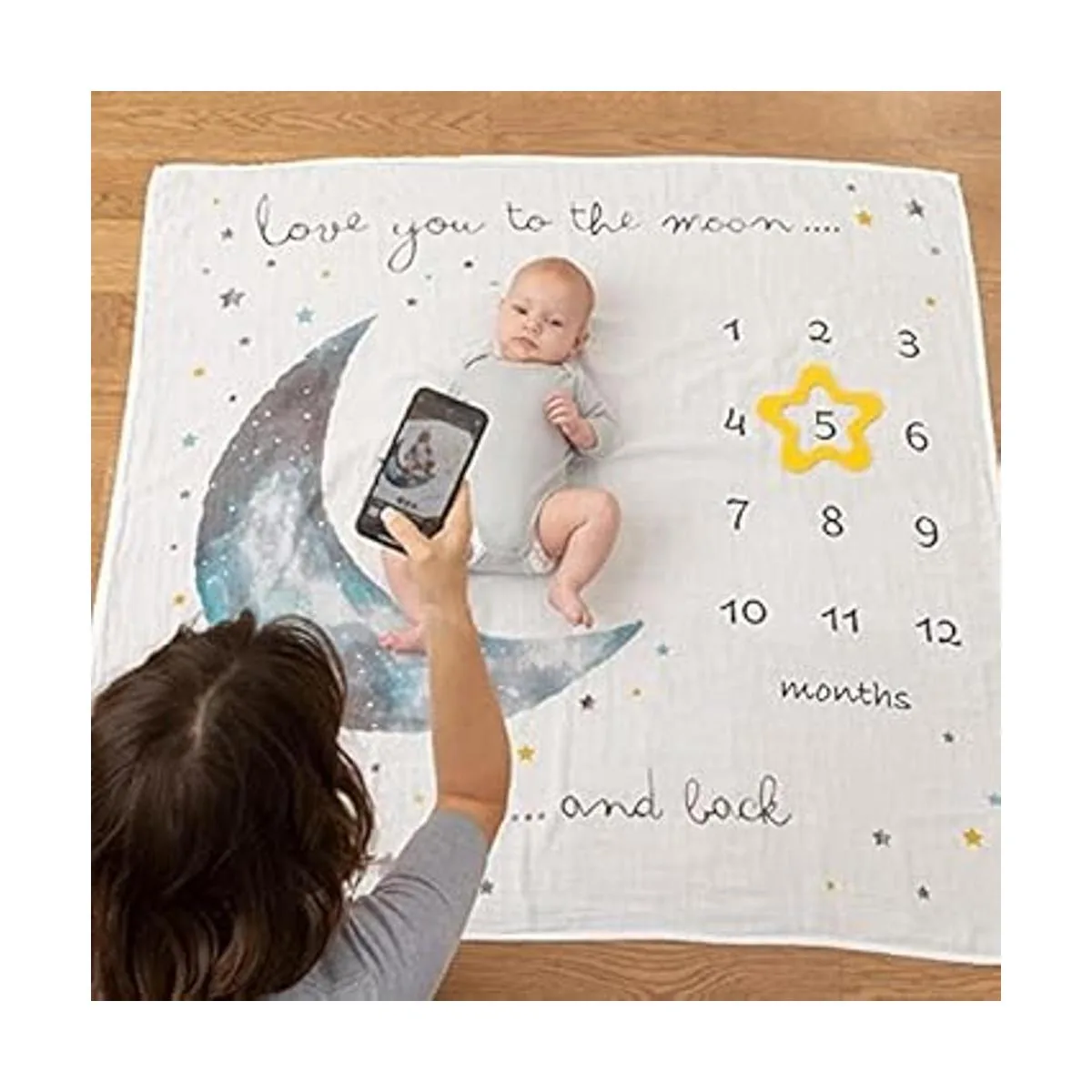 Manta mensual de bebé orgánico para niño o niña manta de_2