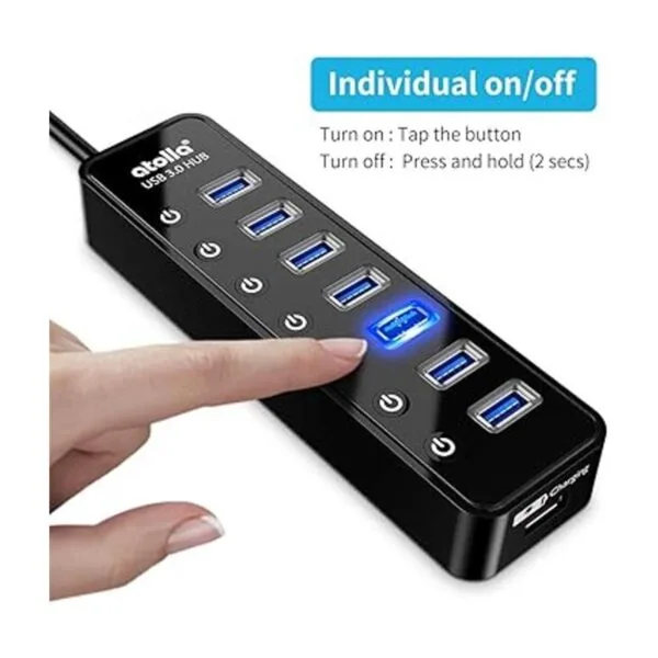 Hub USB 3.0 alimentado divisor de concentrador de datos_3