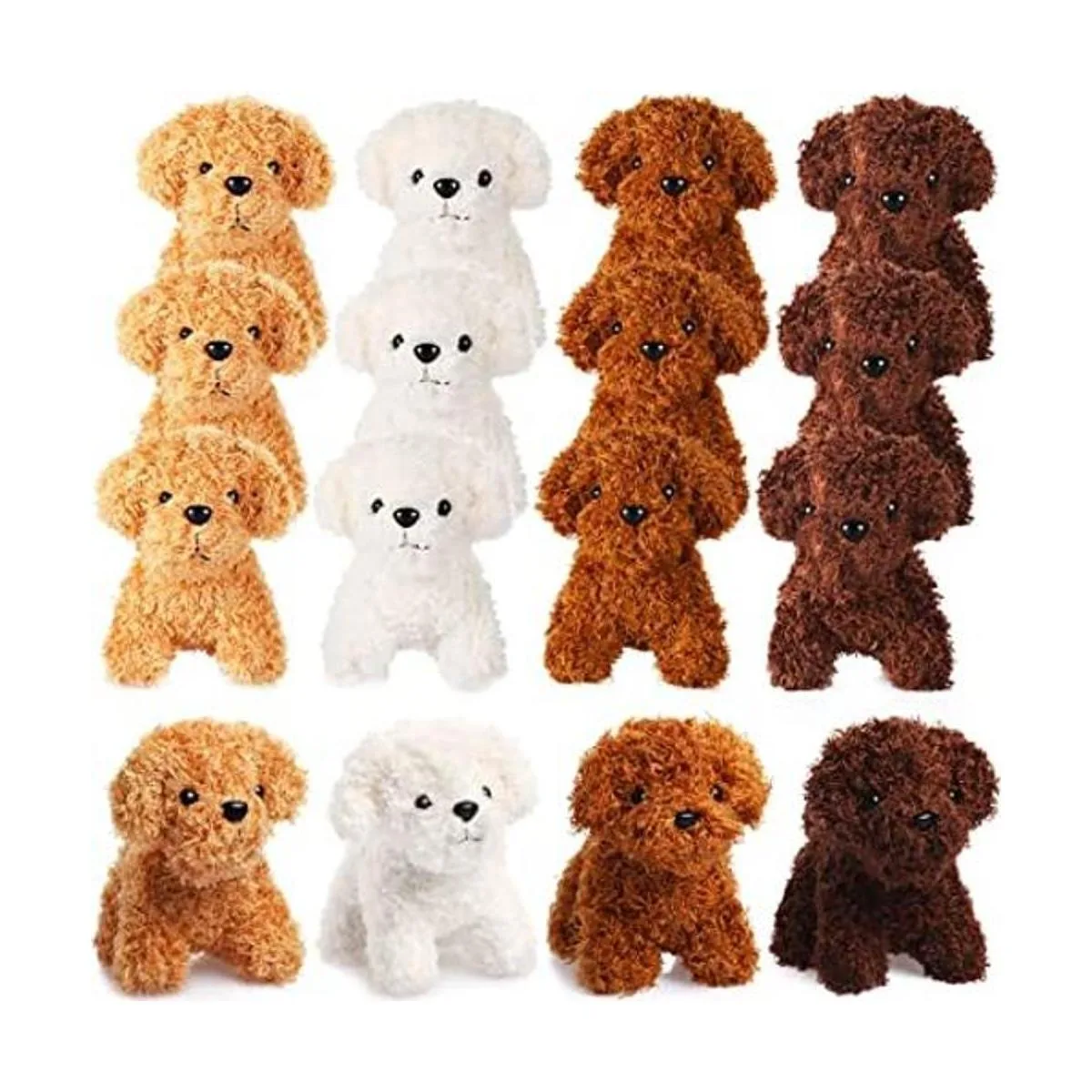 12 piezas de mini cachorros de peluche con llaveros_1