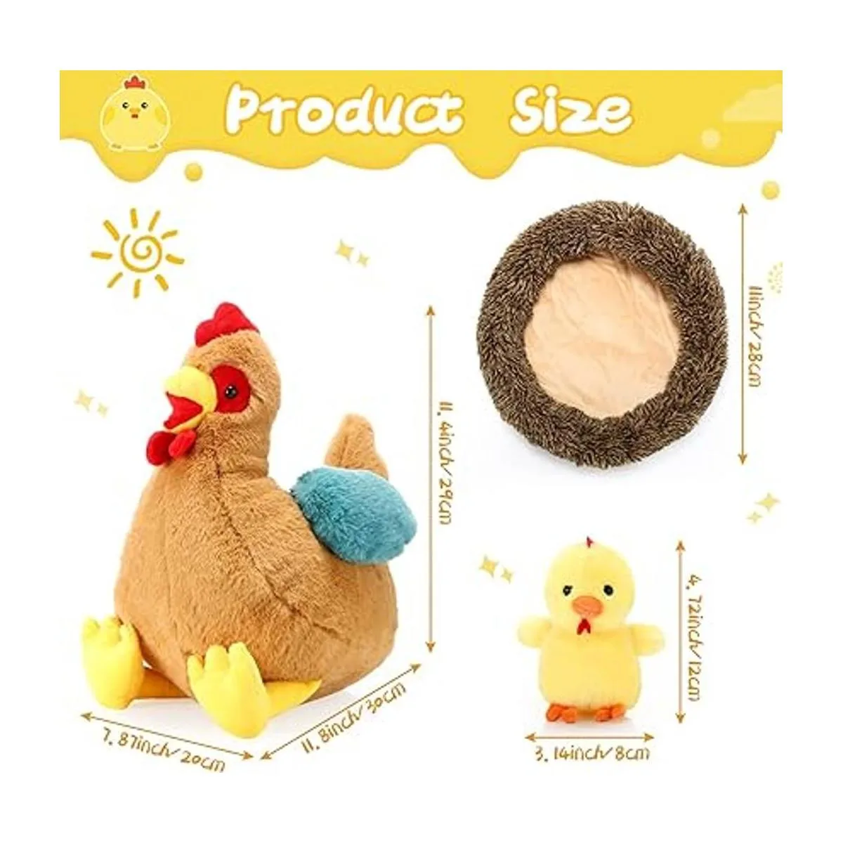 Pollo de gallina de peluche de 9.84 pulgadas con vientre_2