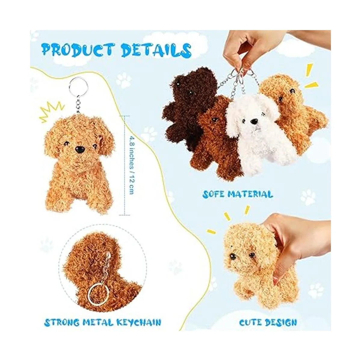 12 piezas de mini cachorros de peluche con llaveros_2
