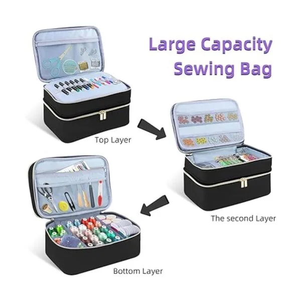 Sewing Supplies Organizer Bag DoubleLayer Sewing Box_3