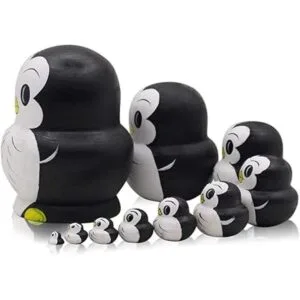 Moonmo 10 juguetes de anidación de madera con patrón de_2