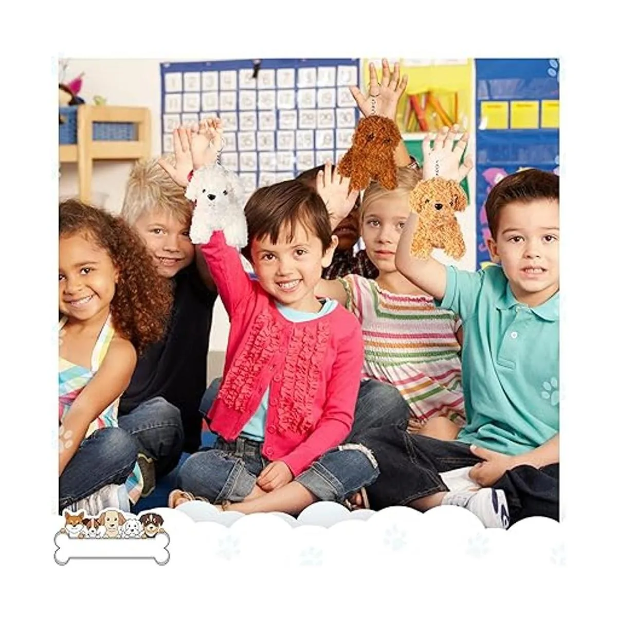 12 piezas de mini cachorros de peluche con llaveros_6