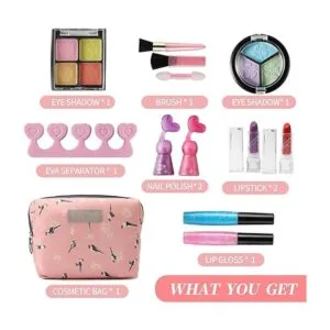 Kit de maquillaje para niñas con bolsa de cosméticos_3