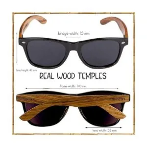 WOODIES Wayfarer gafas de sol de madera con lentes_4