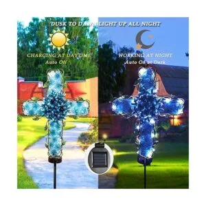 COOZZYHOUR Luces solares de jardín cruzadas decorativas_3