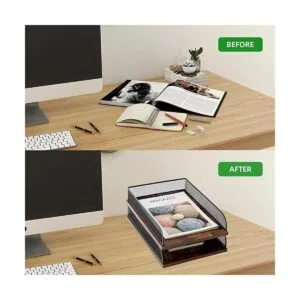 Juego de 2 bandejas vintage de madera y metal_4