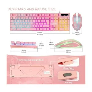 Pink Gaming Keyboard and Mouse Combo Light up Membrane_5