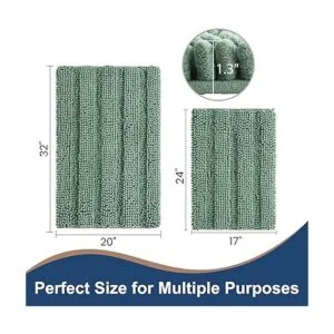 Juego de alfombras de baño antideslizantes de chenilla_2