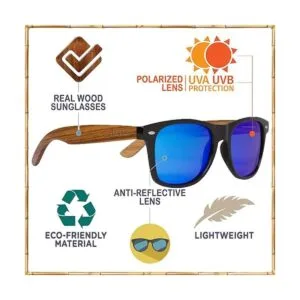 WOODIES Lentes de sol polarizados de madera de cebra para_6